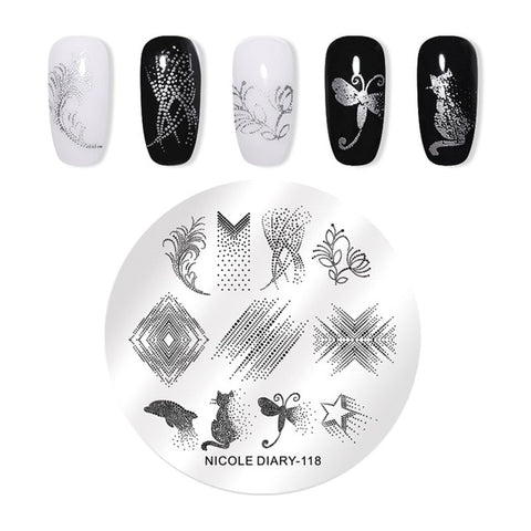 NICOLE DIARY Christmas Series Nail Stamping Template Holloween Series Image Stamp Plate Flower Marble Geometric DIY Stencil Tool