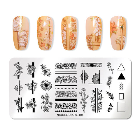 NICOLE DIARY Christmas Series Nail Stamping Template Holloween Series Image Stamp Plate Flower Marble Geometric DIY Stencil Tool