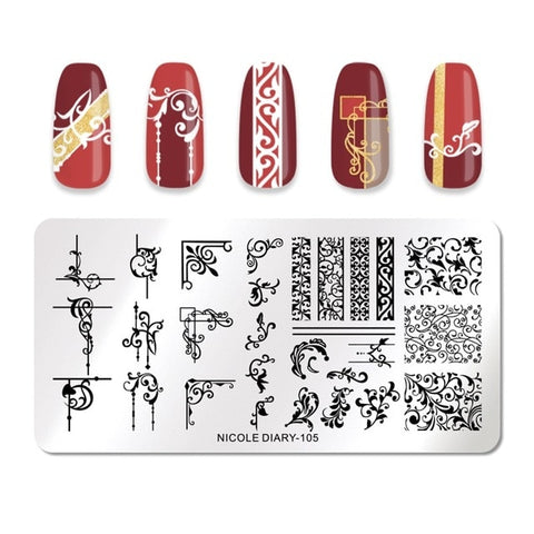 NICOLE DIARY Christmas Series Nail Stamping Template Holloween Series Image Stamp Plate Flower Marble Geometric DIY Stencil Tool