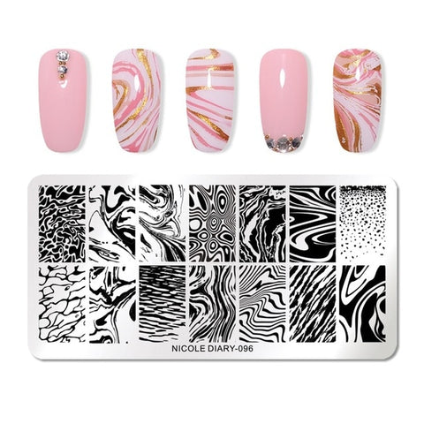 NICOLE DIARY Christmas Series Nail Stamping Template Holloween Series Image Stamp Plate Flower Marble Geometric DIY Stencil Tool