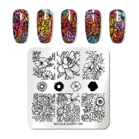 NICOLE DIARY Christmas Series Nail Stamping Template Holloween Series Image Stamp Plate Flower Marble Geometric DIY Stencil Tool