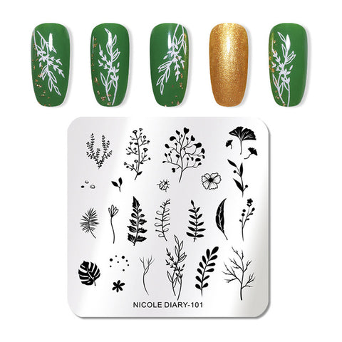 NICOLE DIARY Christmas Series Nail Stamping Template Holloween Series Image Stamp Plate Flower Marble Geometric DIY Stencil Tool