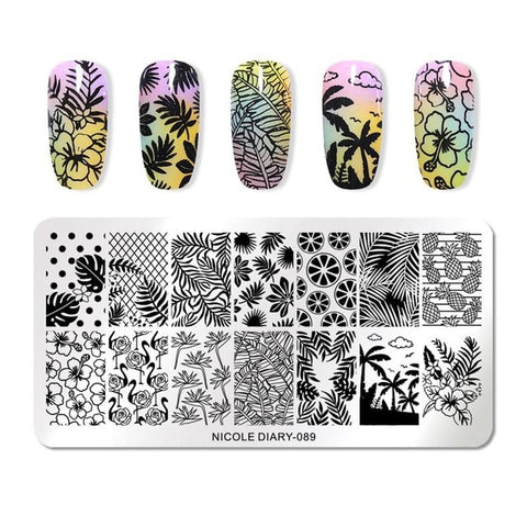 NICOLE DIARY Christmas Series Nail Stamping Template Holloween Series Image Stamp Plate Flower Marble Geometric DIY Stencil Tool