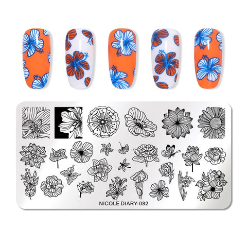 NICOLE DIARY Christmas Series Nail Stamping Template Holloween Series Image Stamp Plate Flower Marble Geometric DIY Stencil Tool