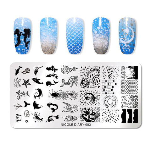 NICOLE DIARY Christmas Series Nail Stamping Template Holloween Series Image Stamp Plate Flower Marble Geometric DIY Stencil Tool