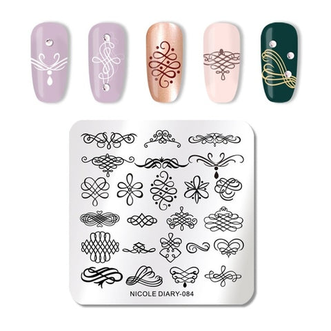 NICOLE DIARY Christmas Series Nail Stamping Template Holloween Series Image Stamp Plate Flower Marble Geometric DIY Stencil Tool