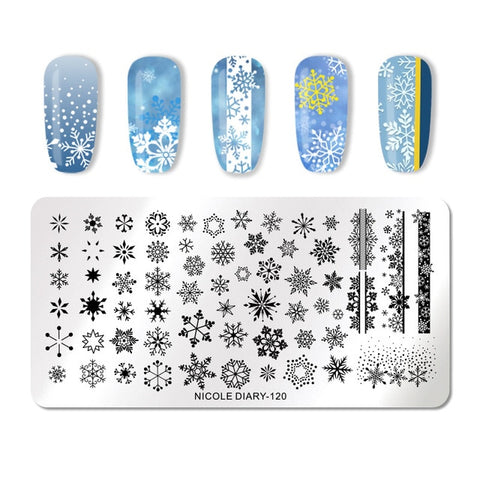 NICOLE DIARY Christmas Series Nail Stamping Template Holloween Series Image Stamp Plate Flower Marble Geometric DIY Stencil Tool