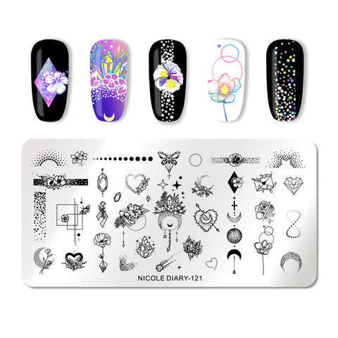 NICOLE DIARY Christmas Series Nail Stamping Template Holloween Series Image Stamp Plate Flower Marble Geometric DIY Stencil Tool