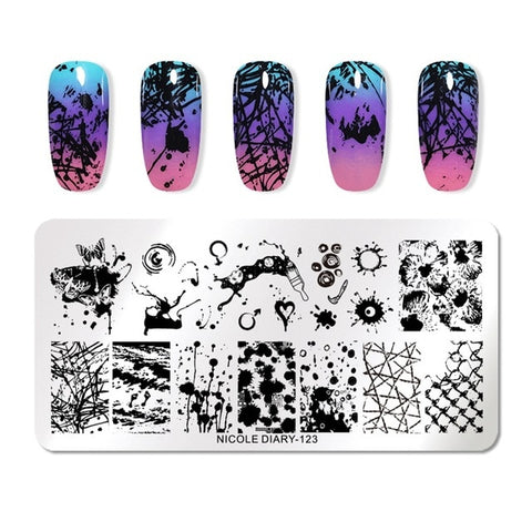 NICOLE DIARY Christmas Series Nail Stamping Template Holloween Series Image Stamp Plate Flower Marble Geometric DIY Stencil Tool