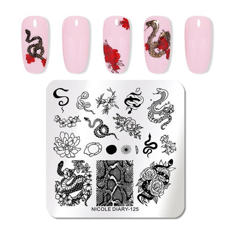 NICOLE DIARY Christmas Series Nail Stamping Template Holloween Series Image Stamp Plate Flower Marble Geometric DIY Stencil Tool