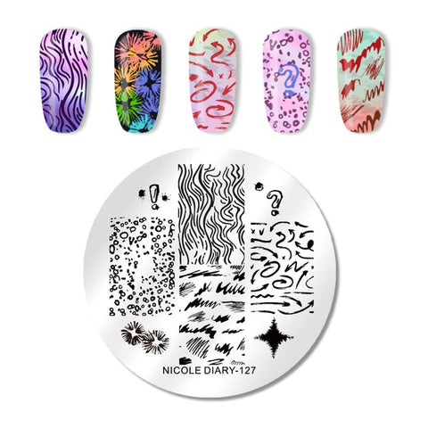 NICOLE DIARY Christmas Series Nail Stamping Template Holloween Series Image Stamp Plate Flower Marble Geometric DIY Stencil Tool