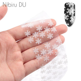 100x4cm Christmas Snow Nail Sticker 3D White Snowflake Design Transfer Foils for Nail Art Decorations