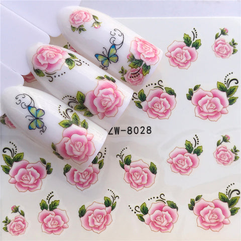 WUF 1 Sheet New Designs Flower Glitter Nail Sticker Water Transfer Animal Styles/Christmas Series Nail Art Decals