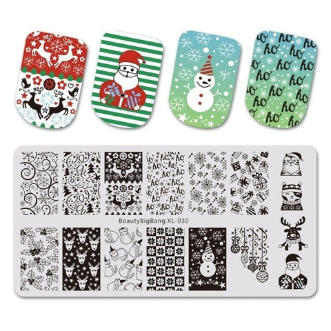 BEAUTYBIGBANG 1Pc Round Festival Nail Stamping Plate Christmas New Year Celebration Nail Art Image Template BBB-007