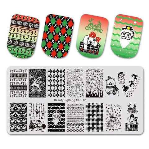 BEAUTYBIGBANG 1Pc Round Festival Nail Stamping Plate Christmas New Year Celebration Nail Art Image Template BBB-007