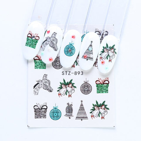 1pcs Christmas Nail Water Sticker Star Decals Slider Winter Nail Art Snowflake Star Transfer Decorations Manicure LYSTZ892-905-1