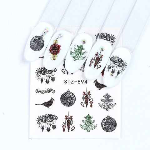 1pcs Christmas Nail Water Sticker Star Decals Slider Winter Nail Art Snowflake Star Transfer Decorations Manicure LYSTZ892-905-1