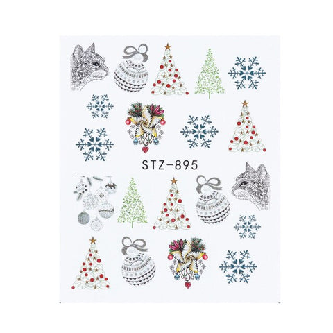 1pcs Christmas Nail Water Sticker Star Decals Slider Winter Nail Art Snowflake Star Transfer Decorations Manicure LYSTZ892-905-1