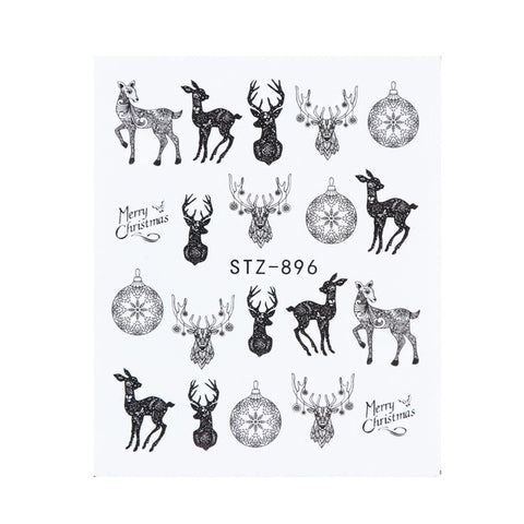 1pcs Christmas Nail Water Sticker Star Decals Slider Winter Nail Art Snowflake Star Transfer Decorations Manicure LYSTZ892-905-1