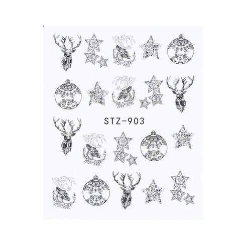 1pcs Christmas Nail Water Sticker Star Decals Slider Winter Nail Art Snowflake Star Transfer Decorations Manicure LYSTZ892-905-1