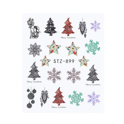 1pcs Christmas Nail Water Sticker Star Decals Slider Winter Nail Art Snowflake Star Transfer Decorations Manicure LYSTZ892-905-1