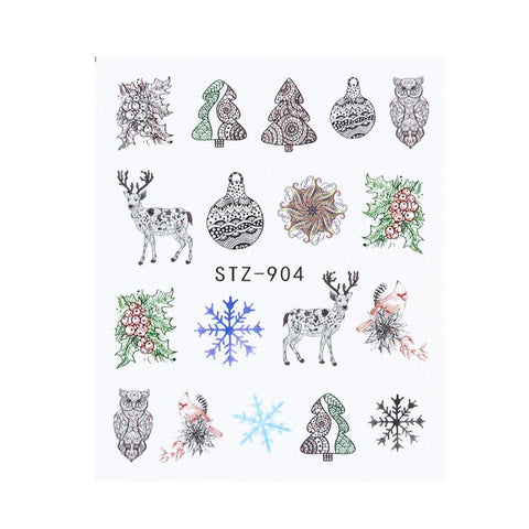 1pcs Christmas Nail Water Sticker Star Decals Slider Winter Nail Art Snowflake Star Transfer Decorations Manicure LYSTZ892-905-1