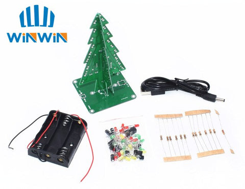 Three-Dimensional 3D Christmas Tree LED DIY Kit Red/Green/Yellow LED Flash Circuit Kit Electronic Fun Suite