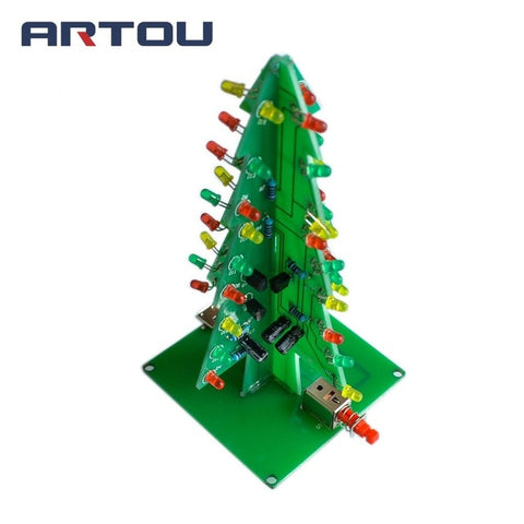 Three-Dimensional 3D Christmas Tree LED DIY Kit Red/Green/Yellow RGB LED Flash Circuit Kit Electronic Fun Suite