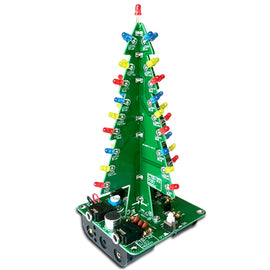 Three-Dimensional 3D Christmas Tree LED DIY Kit Red/Green/Yellow LED Flash Circuit with Music Electronic Play Kit