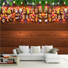 Christmas Decoration Wallpapers for Walls 3D Home Decor Wood Brick Tree Wall Murals for Living Room Bedrooms Cafe Bar Restaurant