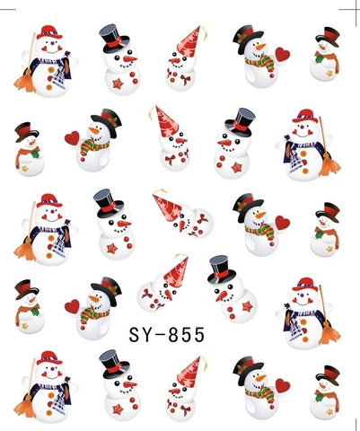 GLITTER WATER DECAL NAIL ART NAIL STICKER Xmas Christmas Santa Clause Deer SY855-860