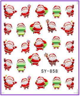 GLITTER WATER DECAL NAIL ART NAIL STICKER Xmas Christmas Santa Clause Deer SY855-860