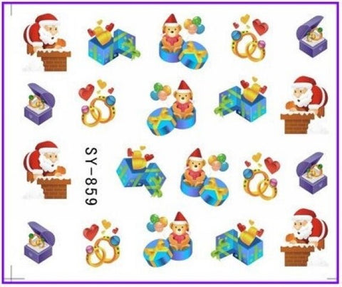 GLITTER WATER DECAL NAIL ART NAIL STICKER Xmas Christmas Santa Clause Deer SY855-860