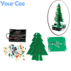1 pc Three-Dimensional 3D Christmas Tree LED DIY Kit Red/Green/Yellow LED Flash Circuit Kit Electronic Fun Suite Christmas Gift