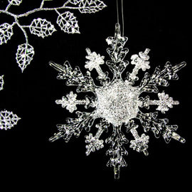 Acryl resin snowflake, Christmas ornament, Jewelry, vintage christmas, resin snowflake, 17CM  x 4pcs