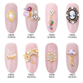 10pcs nails decorations new arrive pear nail art glitter nail jewelry pendant 3d gold nail noel decoration unas tool Y970~977