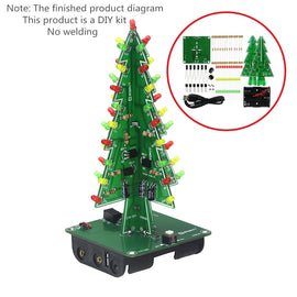 Three-Dimensional 3D Christmas Tree LED DIY Kit Red/Green/Yellow LED Flash Circuit Kit Electronic Fun Suite