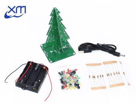 Three-Dimensional 3D Christmas Tree LED DIY Kit Red/Green/Yellow LED Flash Circuit Kit Electronic Fun Suite