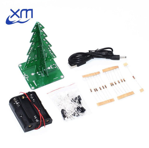 Three-Dimensional 3D Christmas Tree LED DIY Kit Red/Green/Yellow LED Flash Circuit Kit Electronic Fun Suite