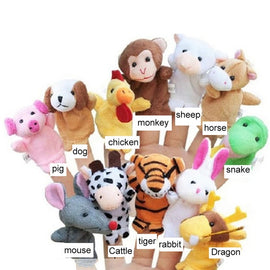 12 Pcs Children Gift Tell Story Props Children Furniture Sets Christmas Baby Finger Puppets Zodiac Animals Kids Toys Plush Toy