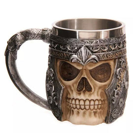 3D Viking Skull Beer Mug Striking Skull Warrior Tankard Gothic Helmet Drinkware Vessel   Coffee Cup Christmas Gift With Package