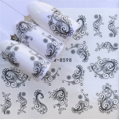 WUF 1 Sheet New Designs Flower Glitter Nail Sticker Water Transfer Animal Styles/Christmas Series Nail Art Decals