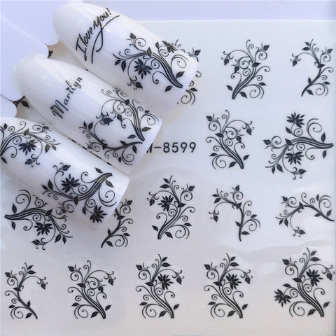 WUF 1 Sheet New Designs Flower Glitter Nail Sticker Water Transfer Animal Styles/Christmas Series Nail Art Decals