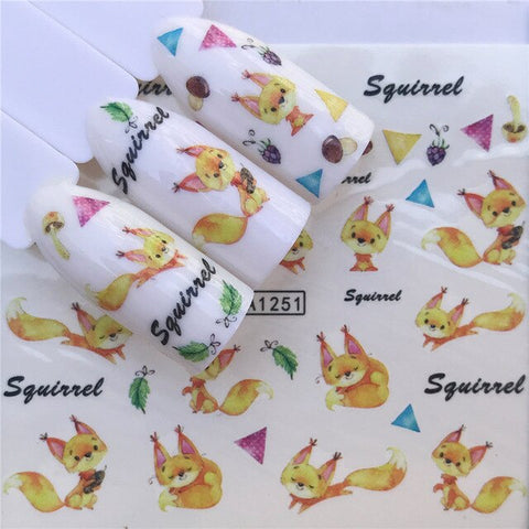 WUF 1 Sheet New Designs Flower Glitter Nail Sticker Water Transfer Animal Styles/Christmas Series Nail Art Decals