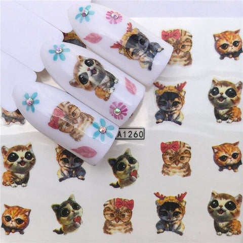 WUF 1 Sheet New Designs Flower Glitter Nail Sticker Water Transfer Animal Styles/Christmas Series Nail Art Decals