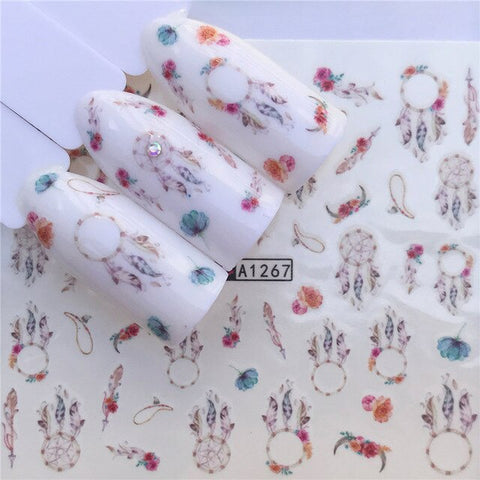 WUF 1 Sheet New Designs Flower Glitter Nail Sticker Water Transfer Animal Styles/Christmas Series Nail Art Decals