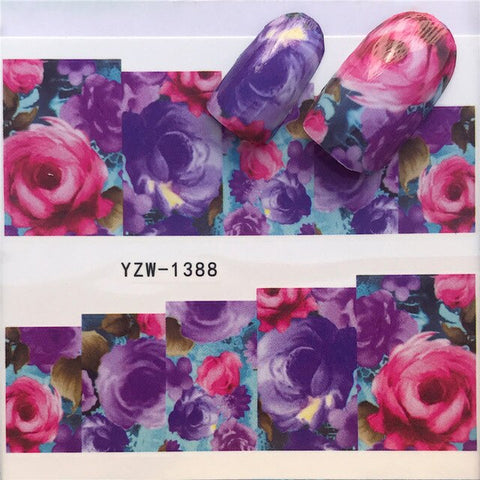 WUF 1 Sheet New Designs Flower Glitter Nail Sticker Water Transfer Animal Styles/Christmas Series Nail Art Decals