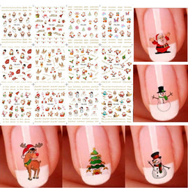 12pcs / 1 Sheet Santas Snowmen Trees Snowflakes Xmas Christmas 3D Nail Art Stickers Fashion Women DIY Nail Art Sticker New
