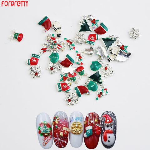 Nail Art Decorations Forpretty Christmas Accessories Nailart Supplies Joias Para Unha Natal Ongle Noel DIY Nagels Metal Design