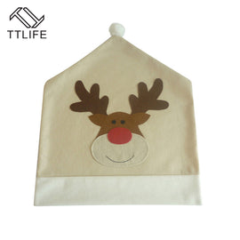 TTLIFE 1Pc Christmas Chair Covers Elk Brown Hat For Xmas Party Dinner Decor Home Kitchen Decoration Ornaments Supplies